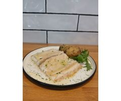 Corvina con brócoli y calabaza Corvina con brócoli y calabaza